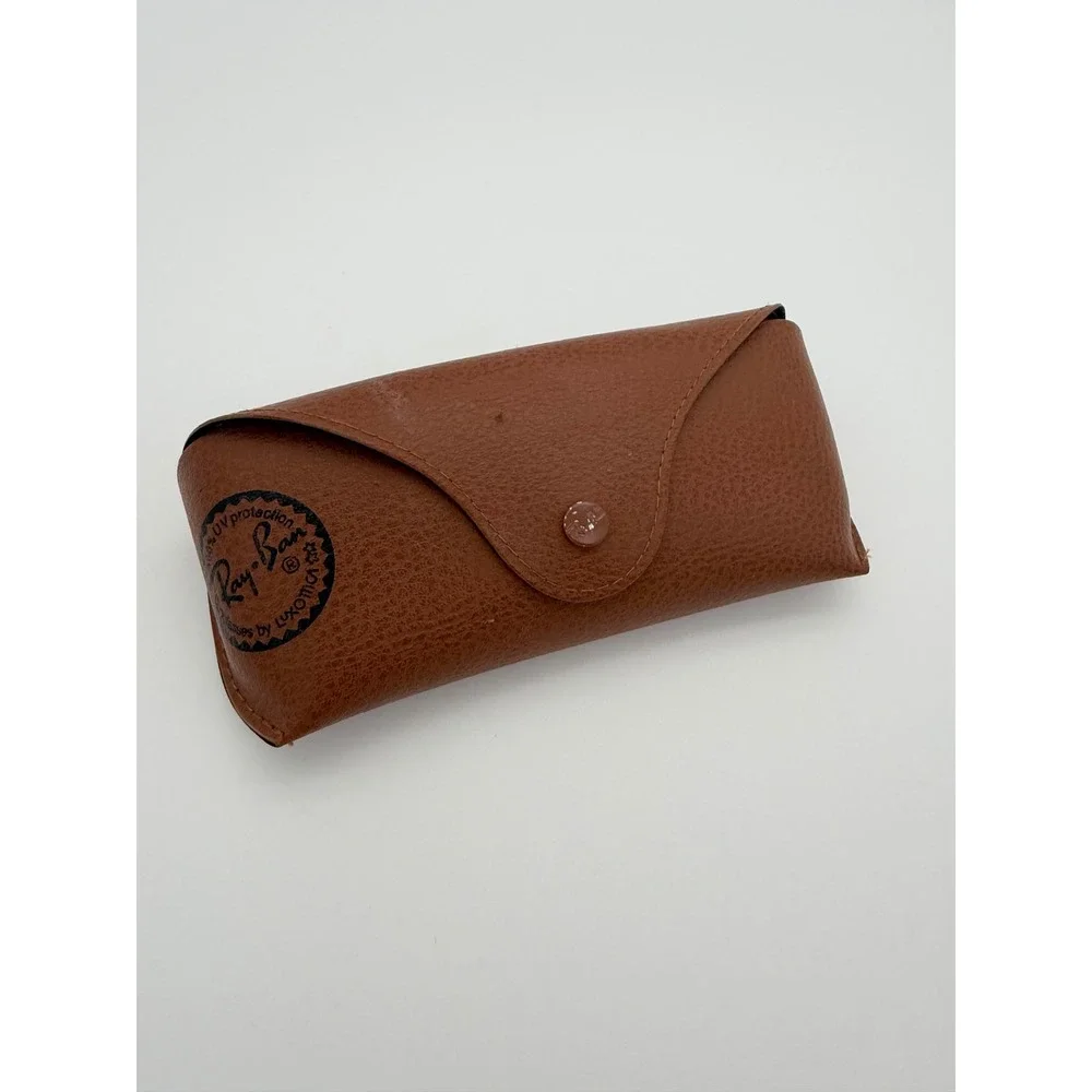 Ray-Ban Brown Faux Leather Sunglasses Case with Snap Closure and Cleaning Cloth